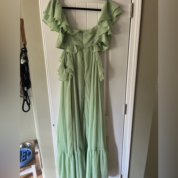 ASOS High-Low Ruffled Dress in Soft Green XLT - Picture 2 of 5